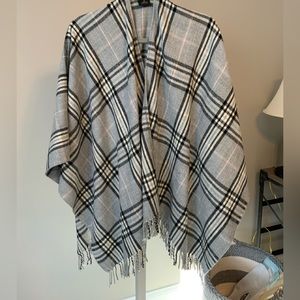 Grey plaid shawl/wrap